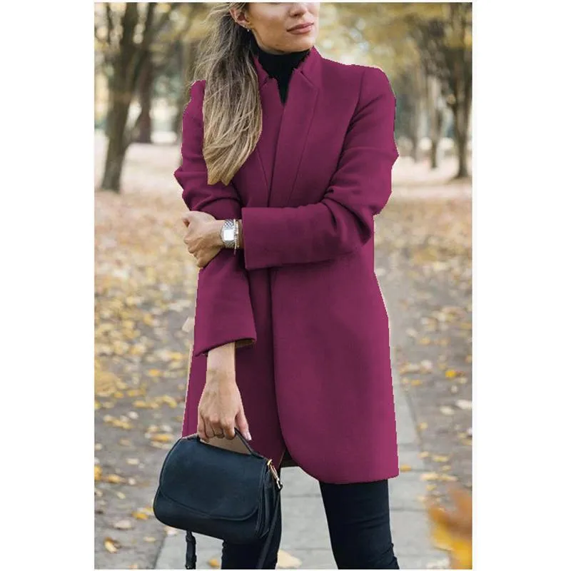 Winter fall fashion solid color long sleeve blazer womens