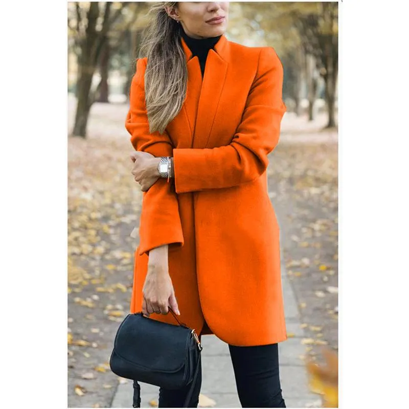 Winter fall fashion solid color long sleeve blazer womens