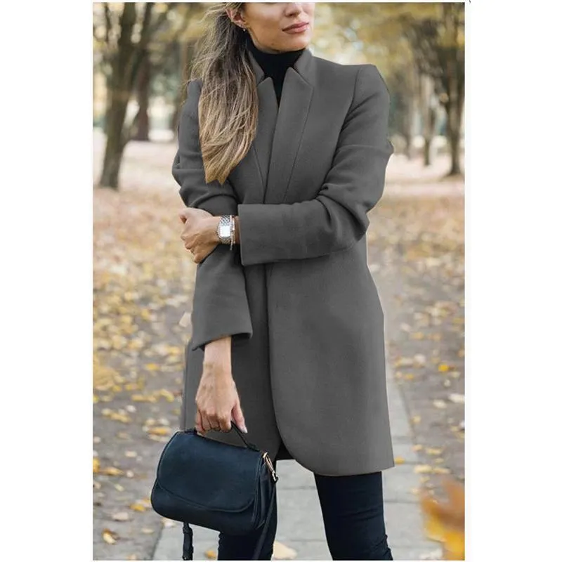 Winter fall fashion solid color long sleeve blazer womens