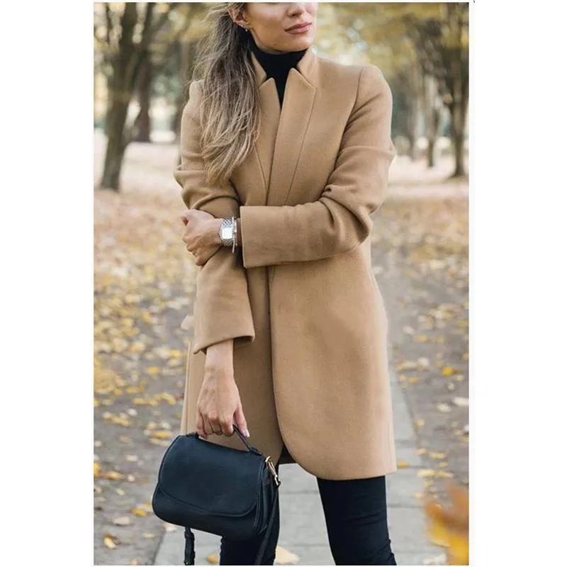 Winter fall fashion solid color long sleeve blazer womens