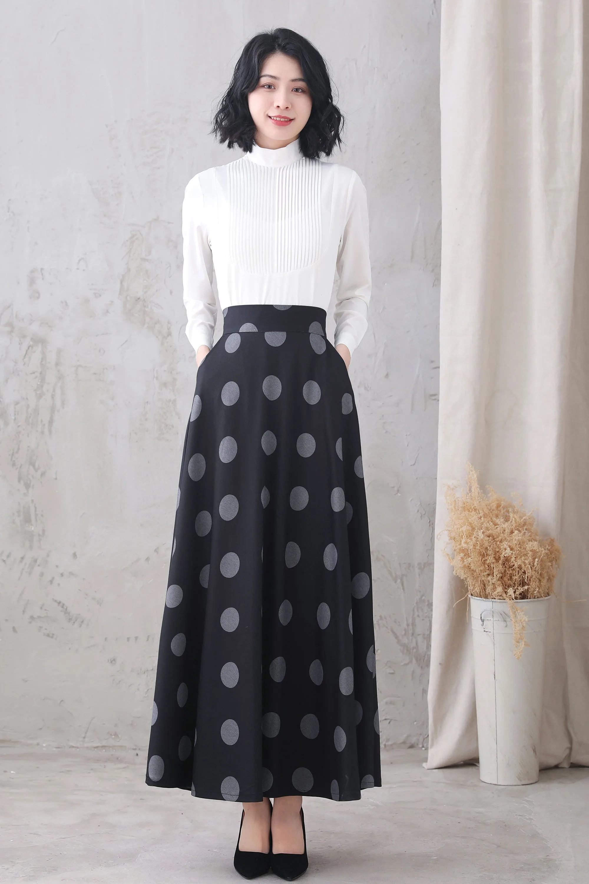 Womens Long Polka Dot skirt 3324, Size 165-US2 #CK2200277