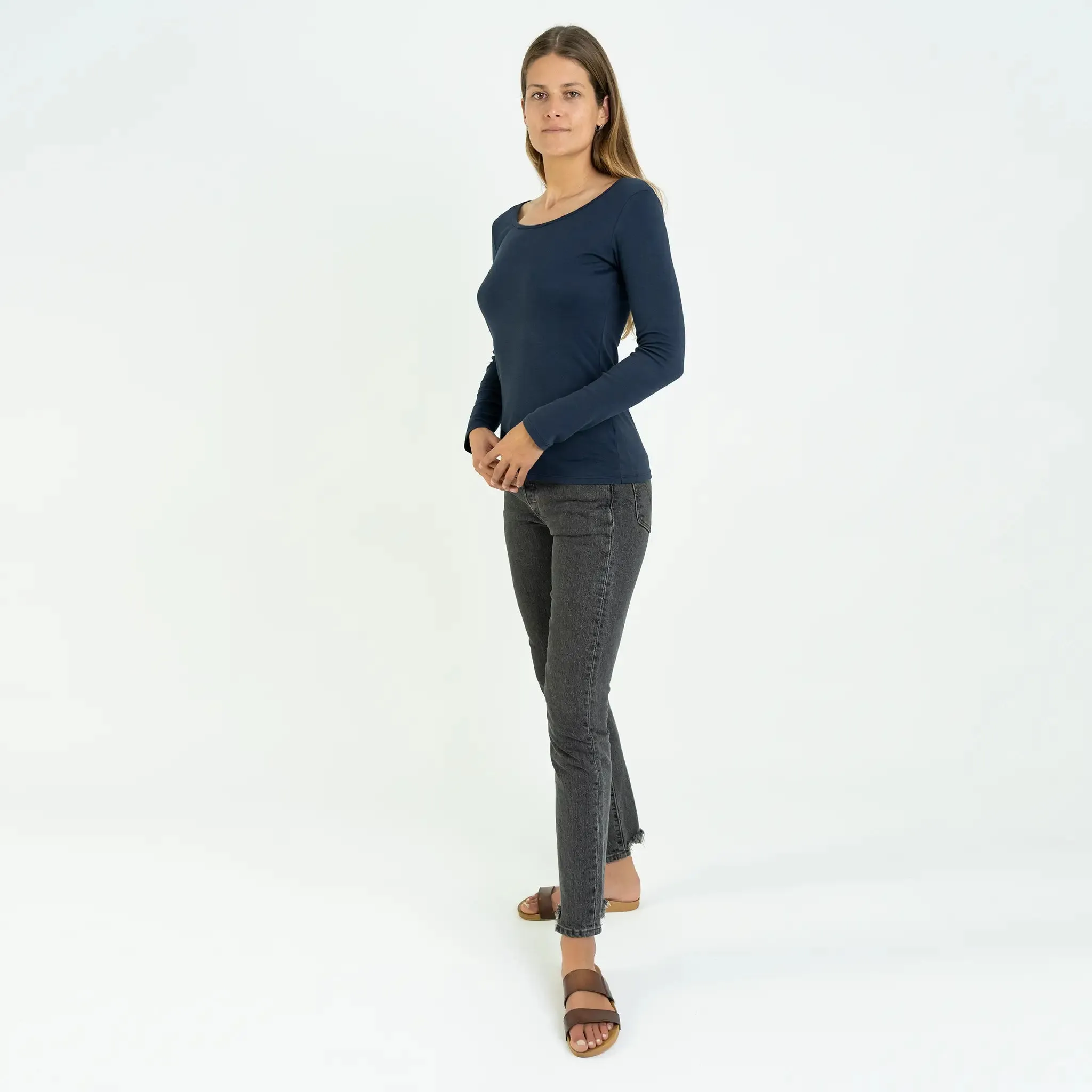 Women's Organic Pima Cotton Scoop Neck Long Sleeve