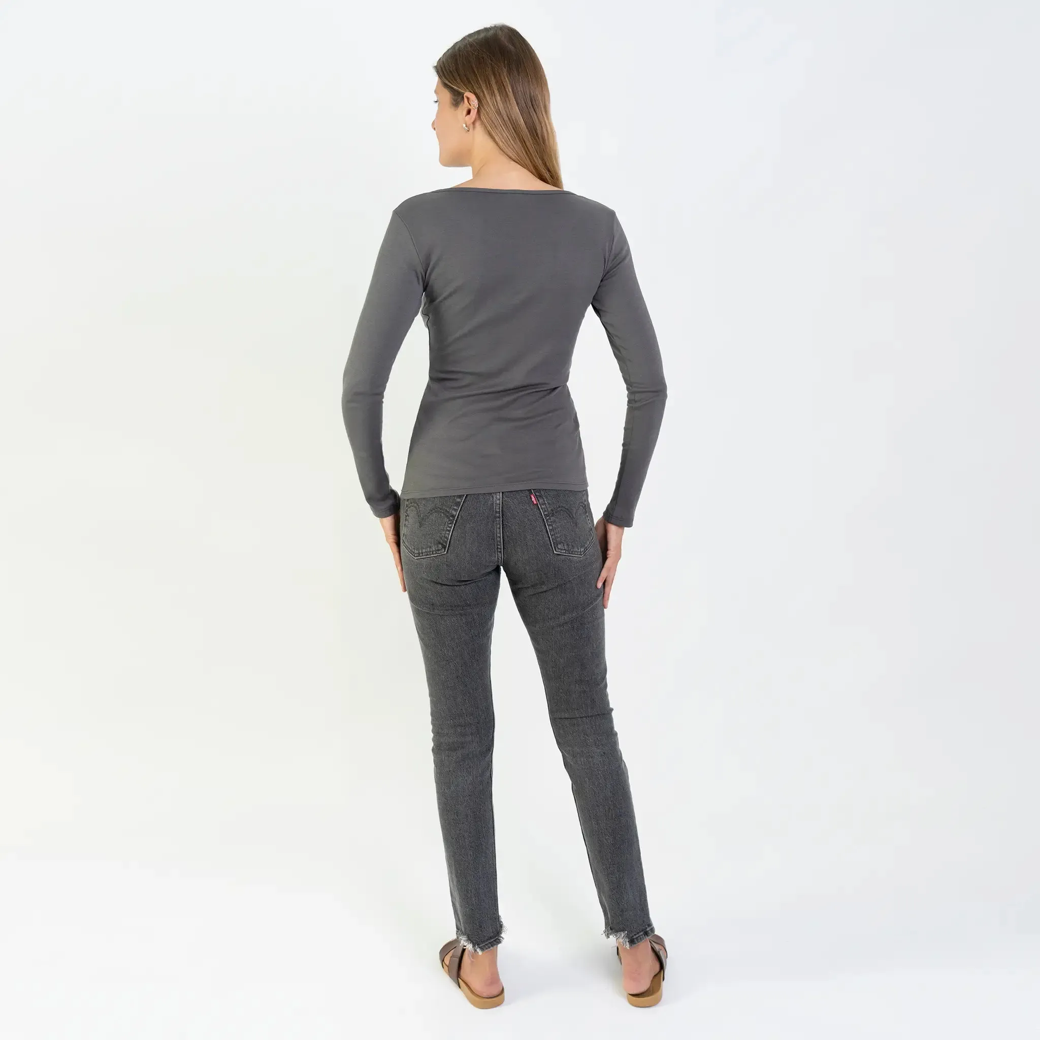 Women's Organic Pima Cotton Scoop Neck Long Sleeve