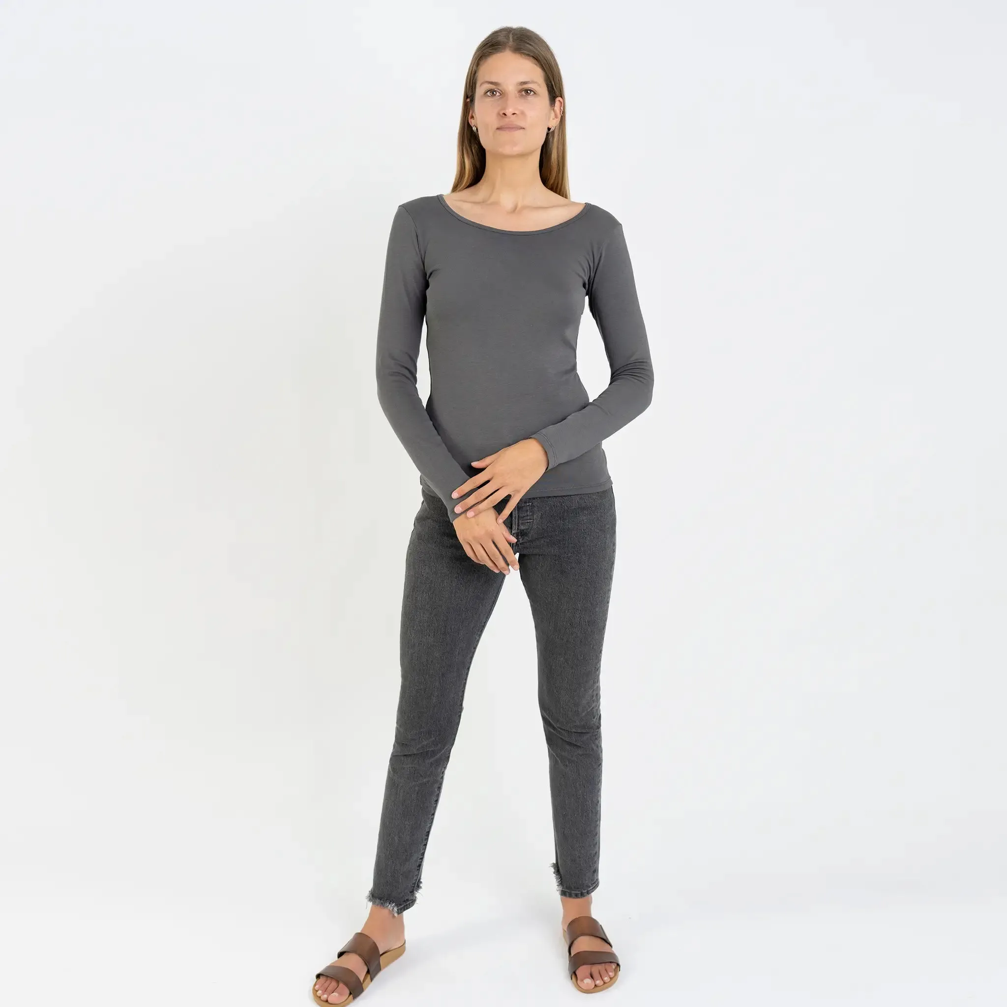 Women's Organic Pima Cotton Scoop Neck Long Sleeve