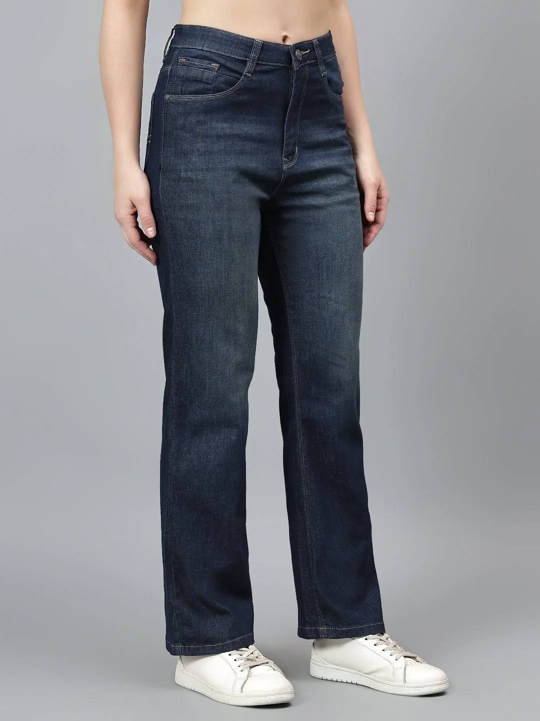 Women's Solid Blue Stretchable Jeans