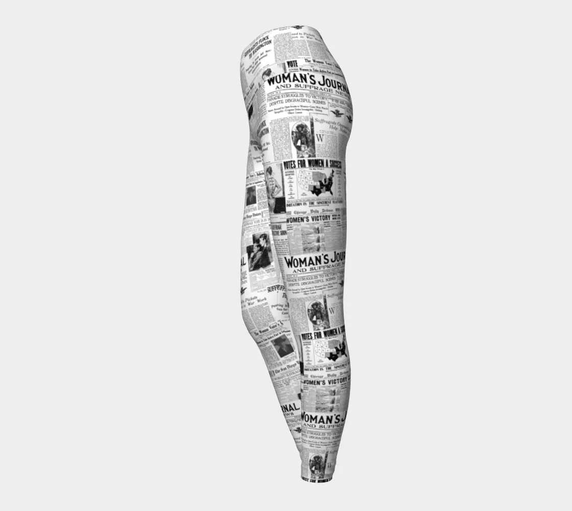 Women's Suffrage Newspaper Print Yoga Leggings