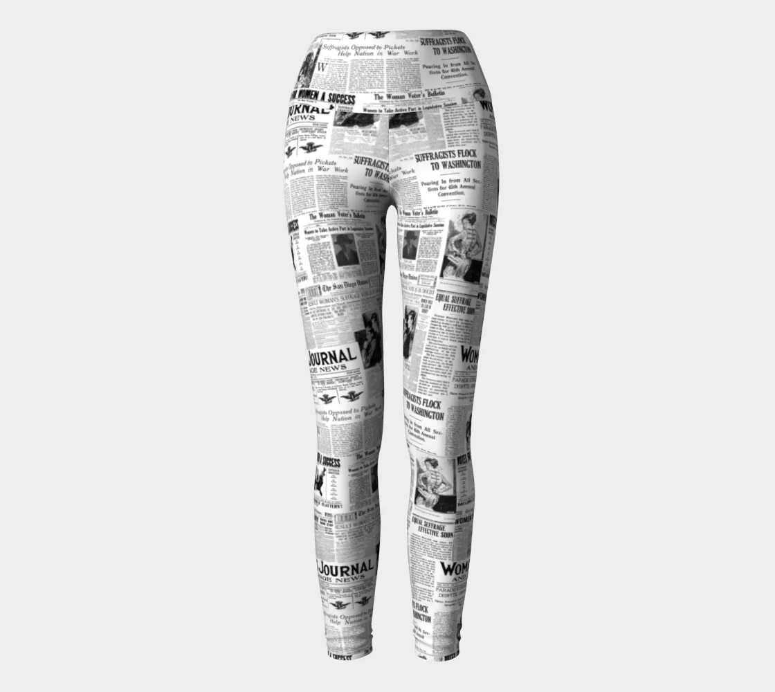 Women's Suffrage Newspaper Print Yoga Leggings