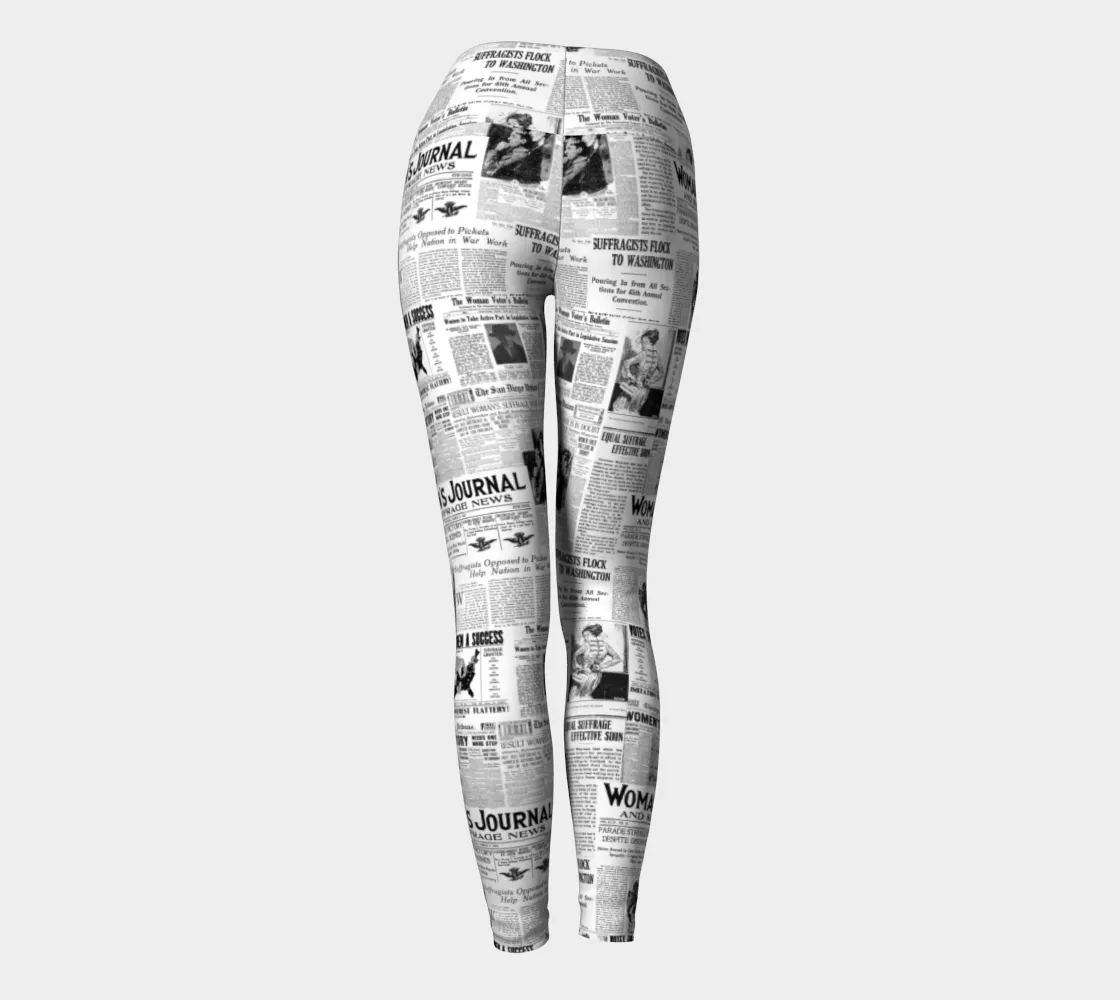 Women's Suffrage Newspaper Print Yoga Leggings