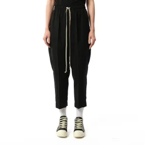 Wool Cropped Drawstring Astaires Pants in Black