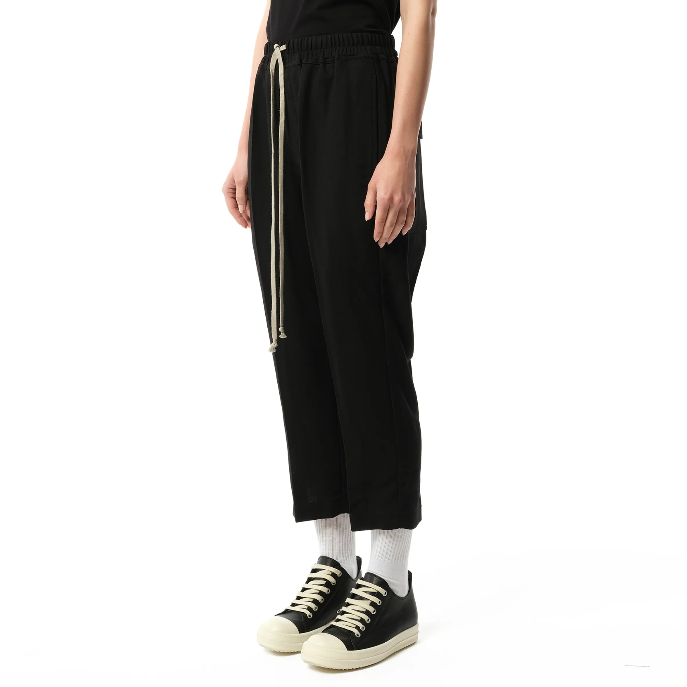 Wool Cropped Drawstring Astaires Pants in Black