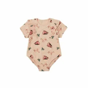 Wrangler Girl's Infant Tan Horse And Barn Design Short Sleeve Bodysuit PQK321T