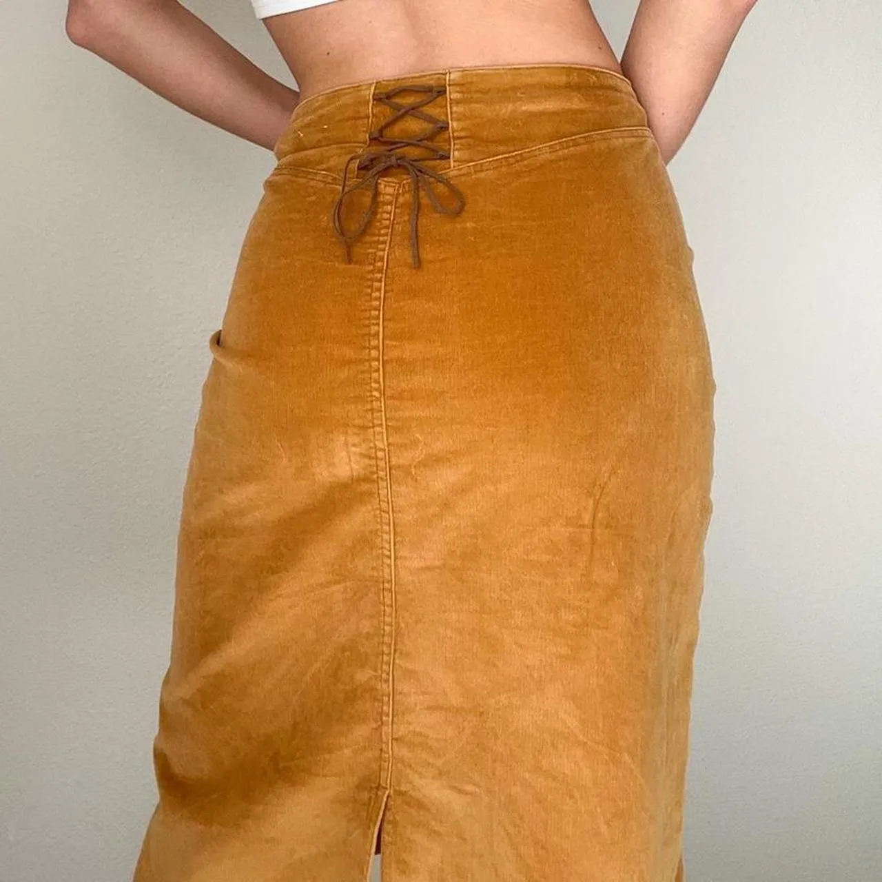 Y2K Boho Corduroy Midi Skirt