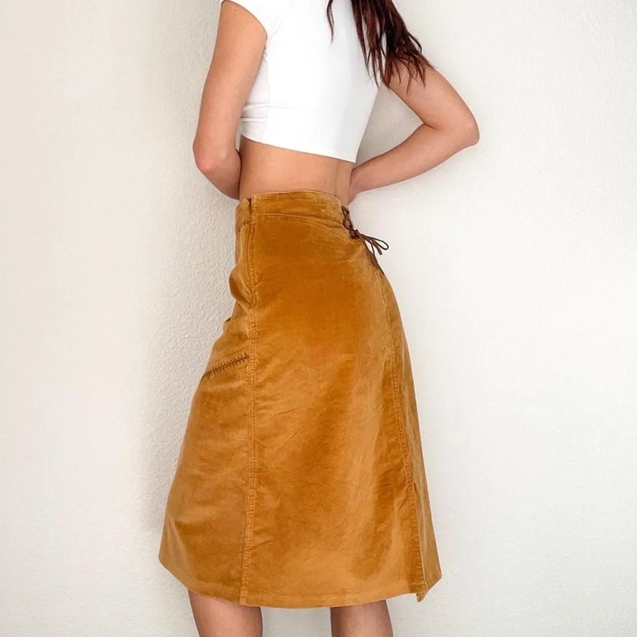 Y2K Boho Corduroy Midi Skirt