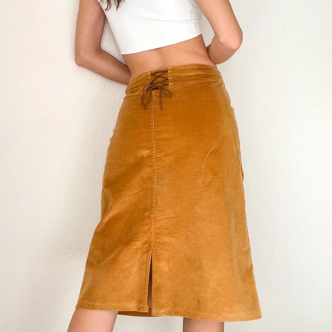 Y2K Boho Corduroy Midi Skirt