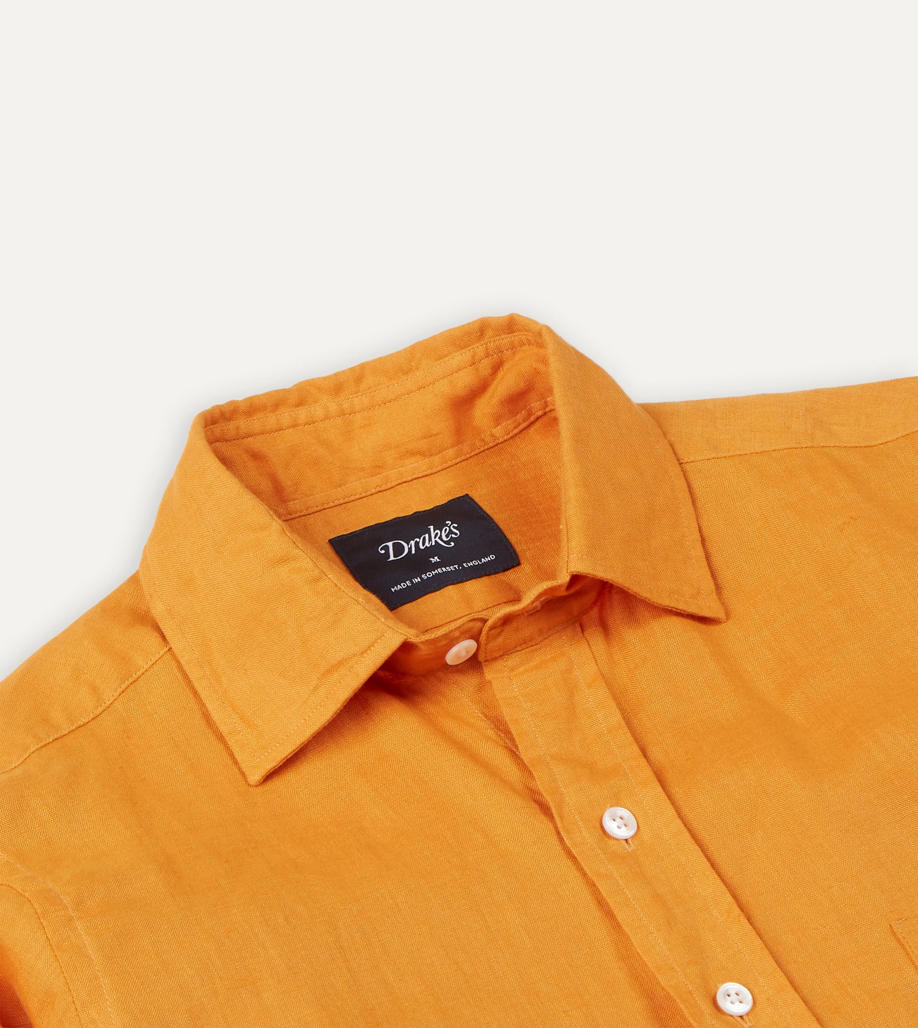 Yellow Linen Spread Collar Shirt