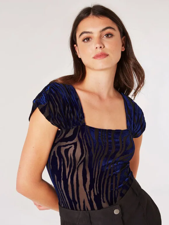 Zebra Ruched Shoulder Bodysuit